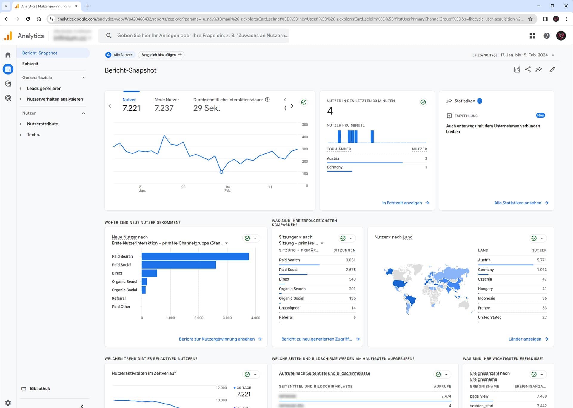 Screenshot Google Analytics