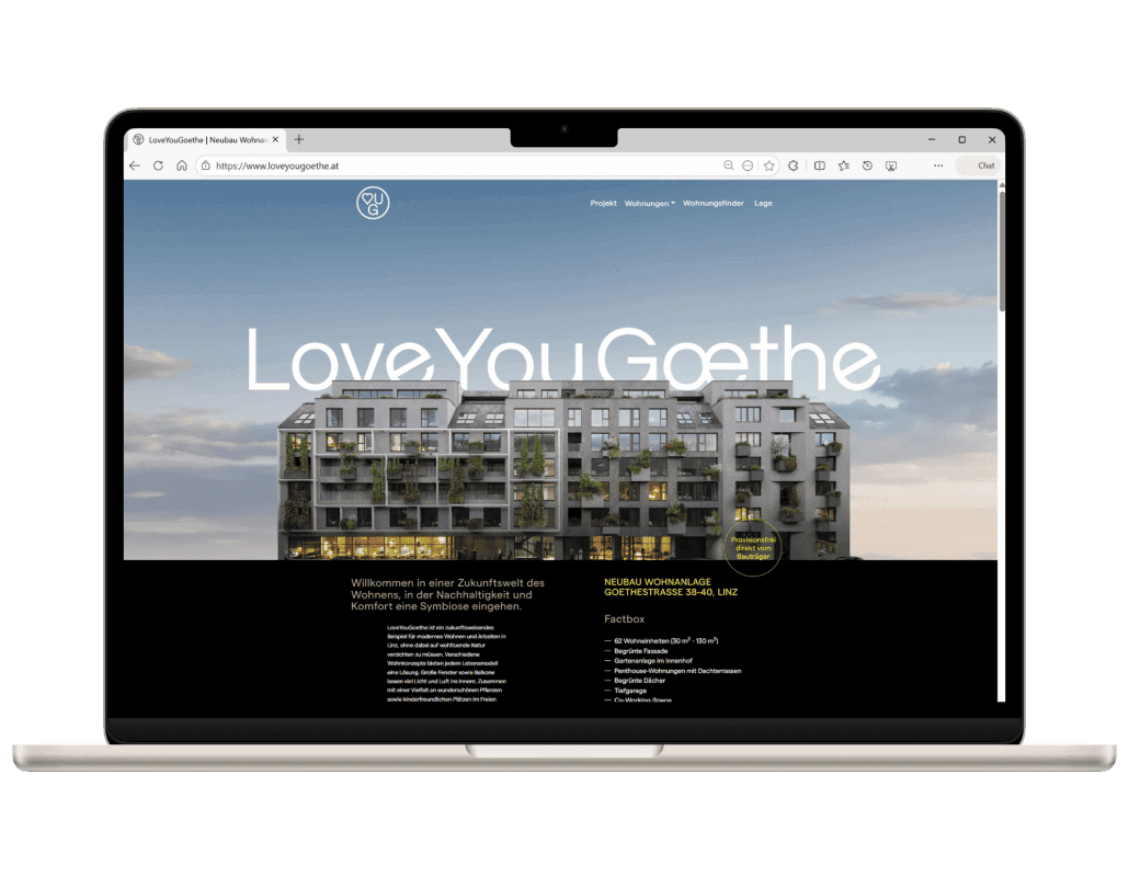 Laptop mit Website-Referenz