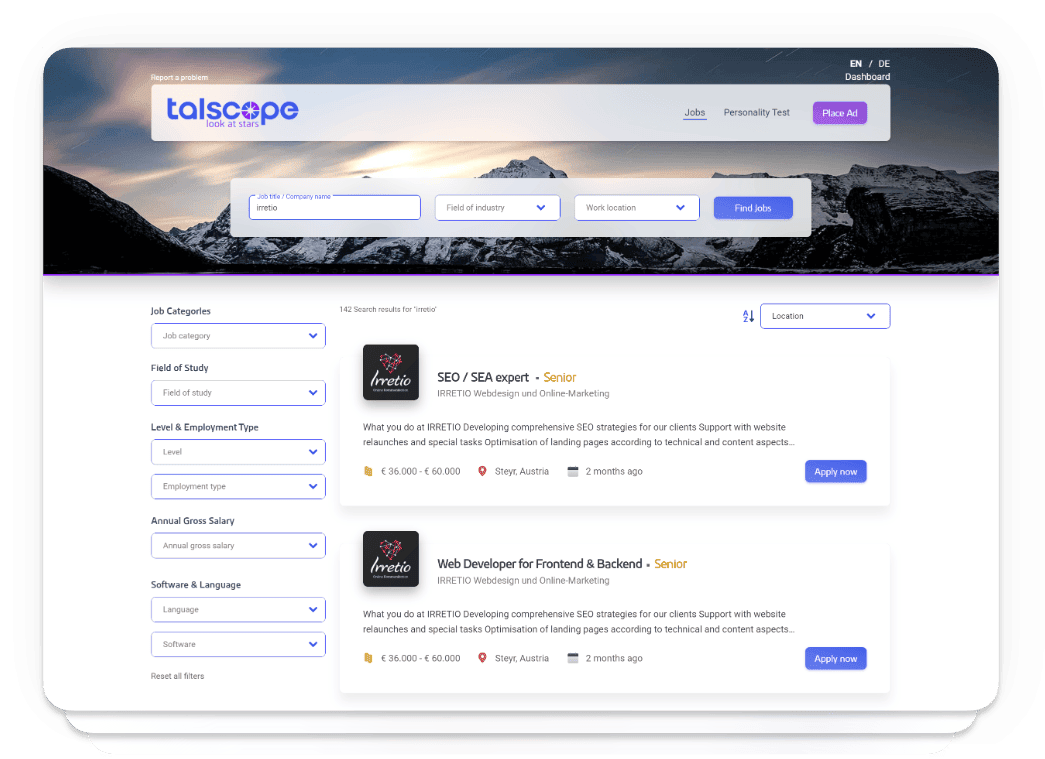Screen-Cards mit Website-Referenz