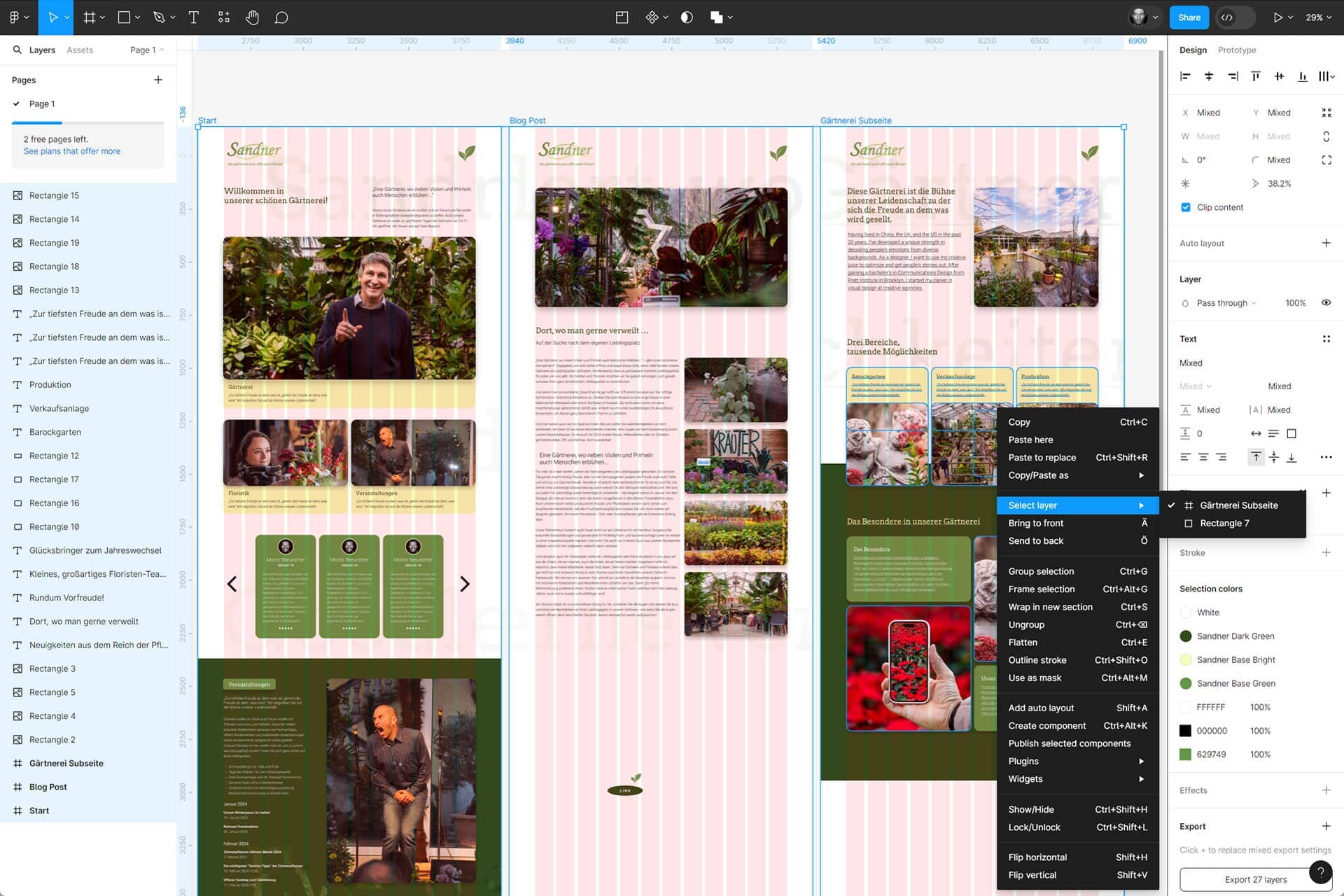 Screenshot Webdesign von Figma