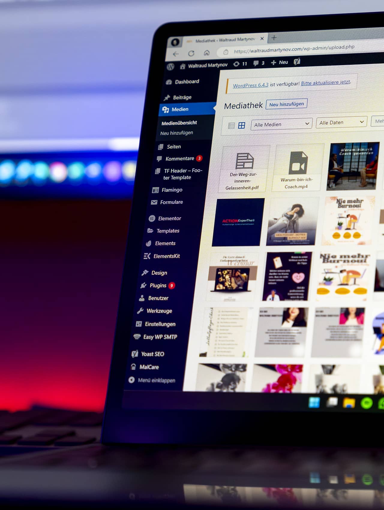 WordPress auf einem Laptop