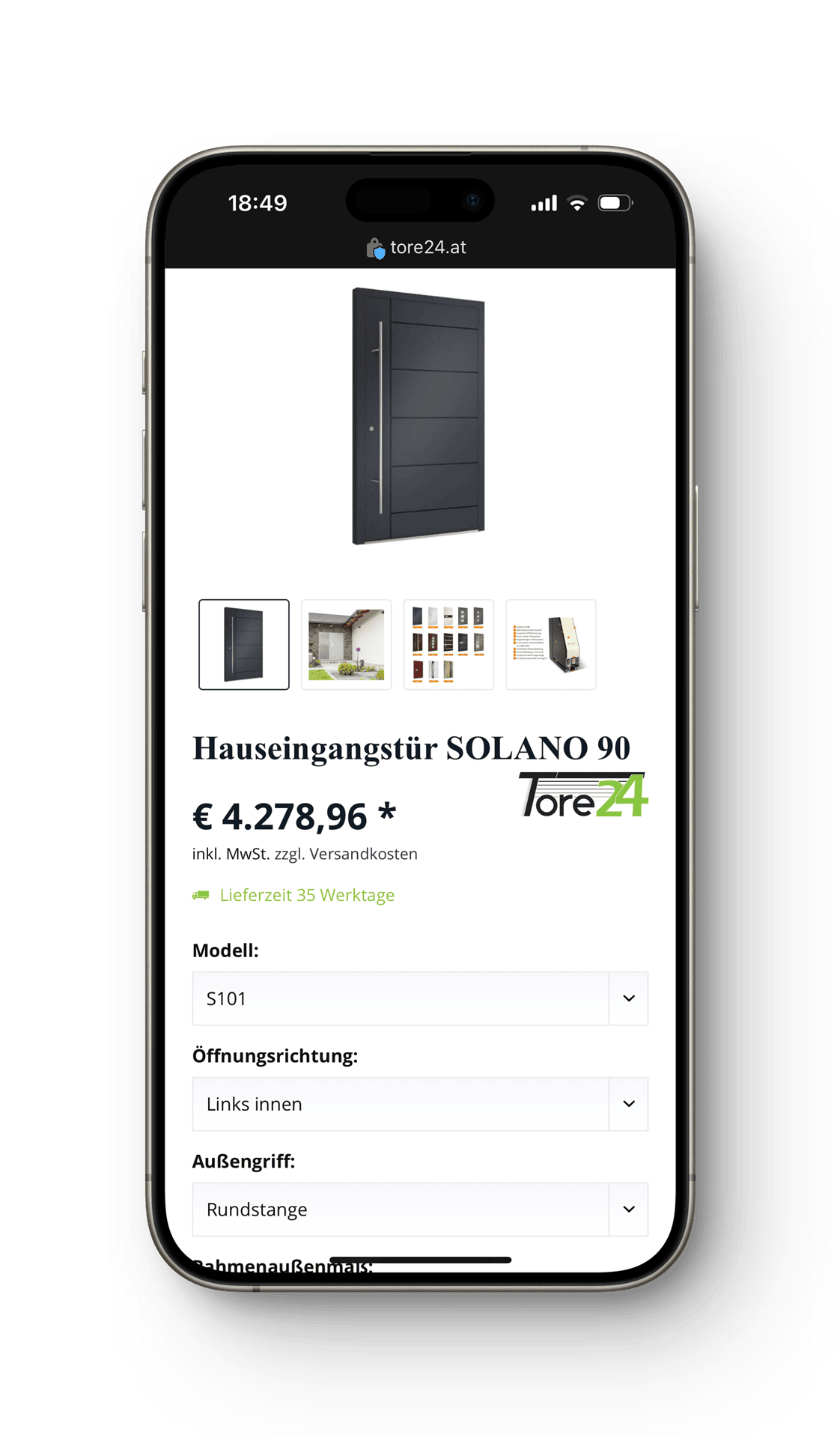 iPhone mit Onlineshop von IRRETIO Screenshot