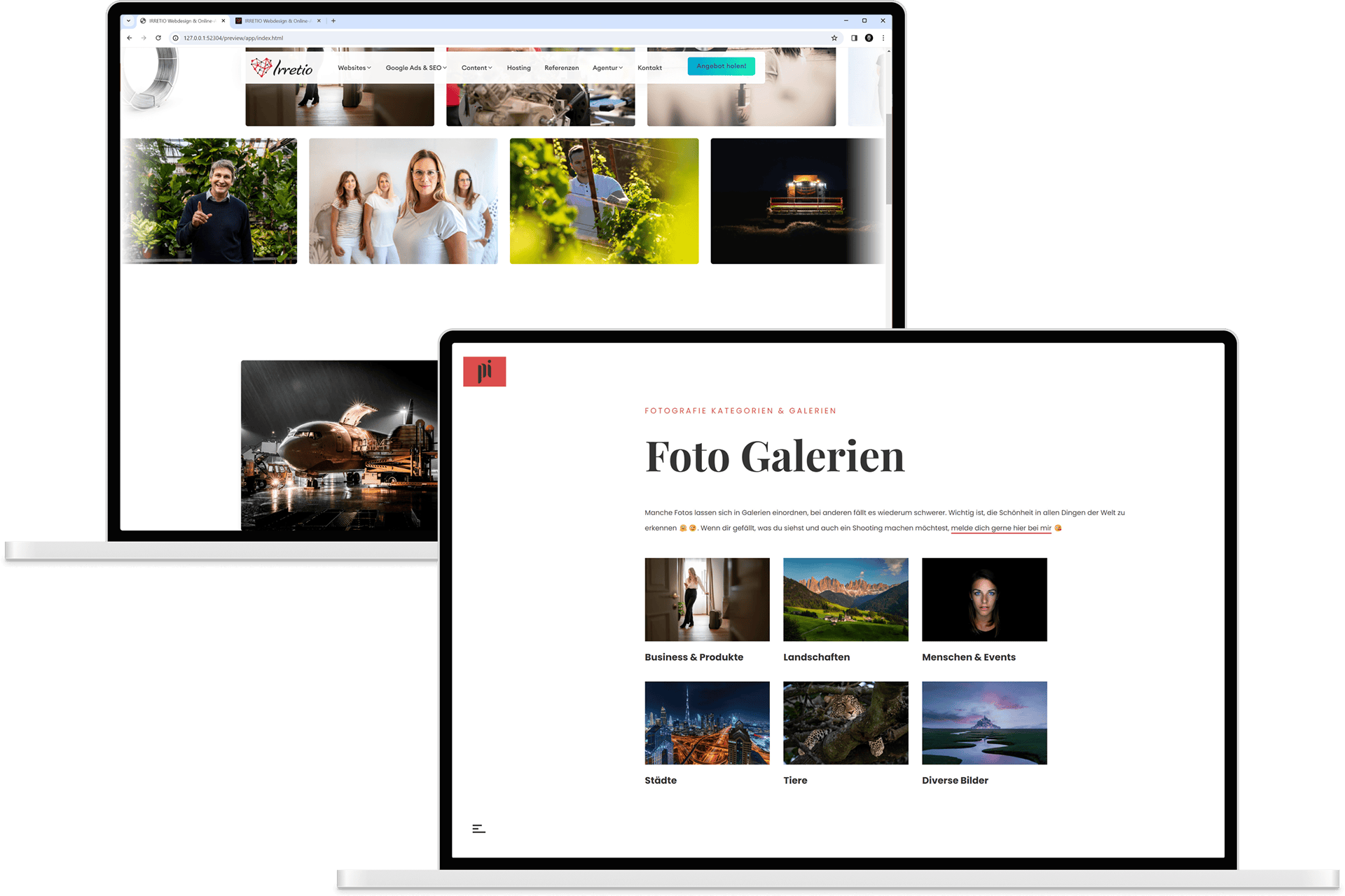 Laptop mit Fotogalerie als Screenshot